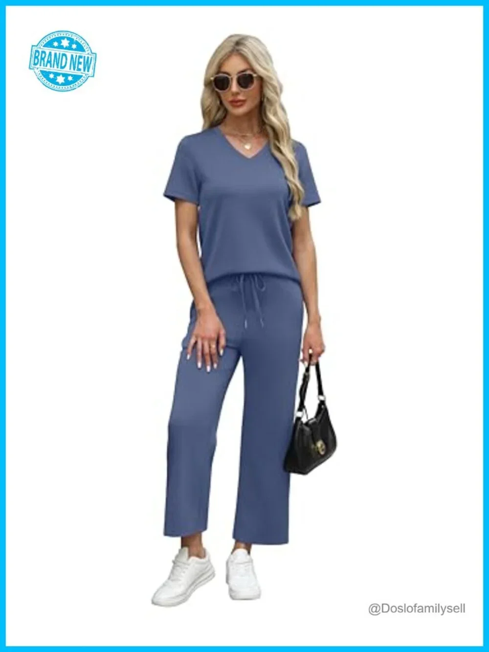 2 Piece Lounge Set Wide Leg Pants Matching Vacation Outfit